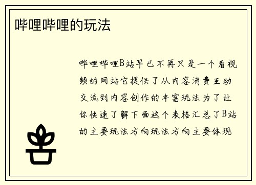 哔哩哔哩的玩法